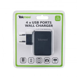 Chargeur Mural 4 Ports USB 4.8A Tekmee Chargeur Mural 4 Ports USB 4.8A Tekmee
