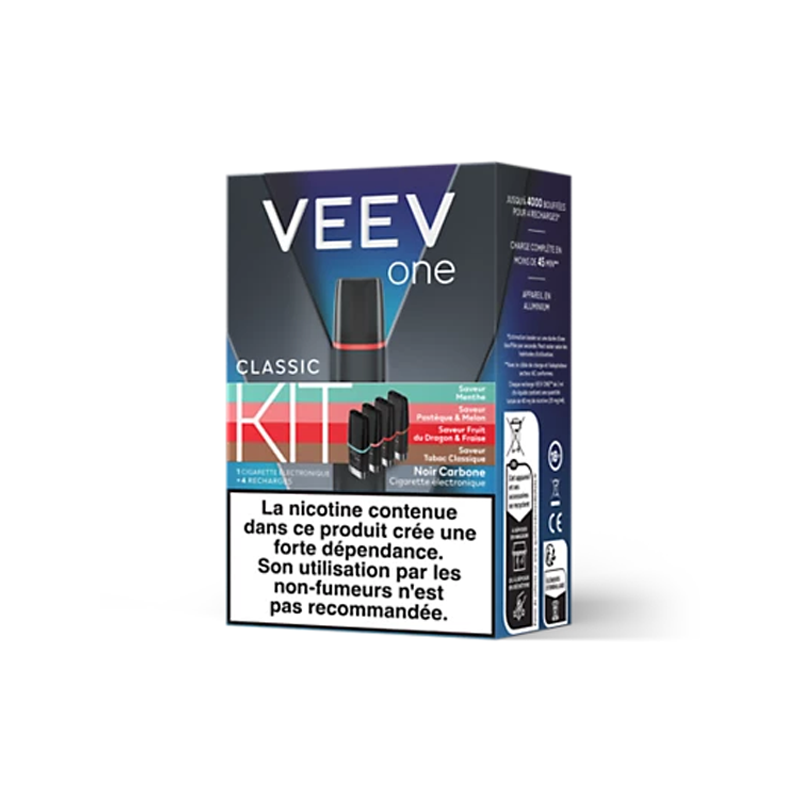 Kit Veev One Saveurs Classiques 1.8% (20mg/ml) - Veev (+ 4 recharges)