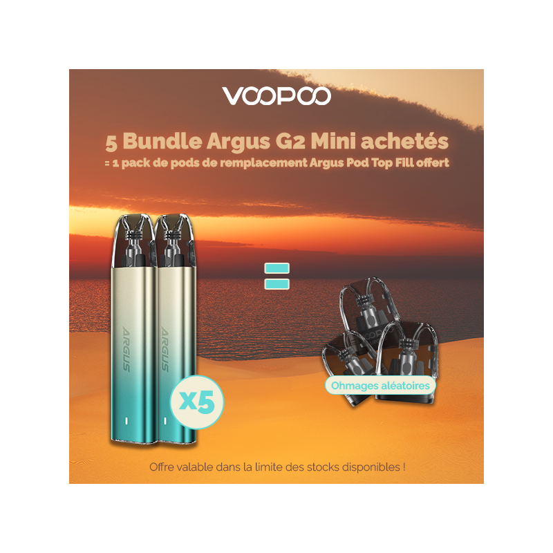 Pack Offre - Kit Pod Argus G2 Mini (bundle 1+1) - Voopoo 5+1 pack de pods