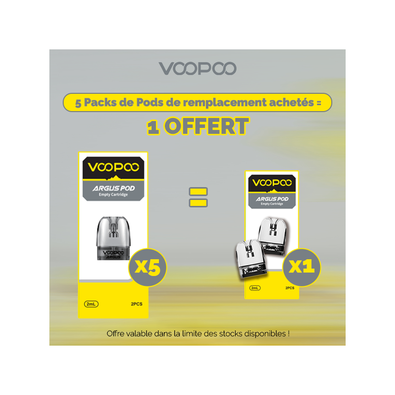 Pack Offre - Pod de remplacement Argus Pod Voopoo (pack de 2) 5+1