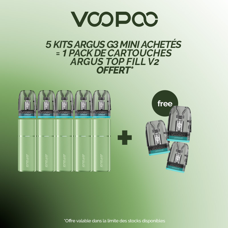 Pack Offre - Kit Pod Argus G3 Mini 1350mAh - Voopoo 5+1 pack de pods