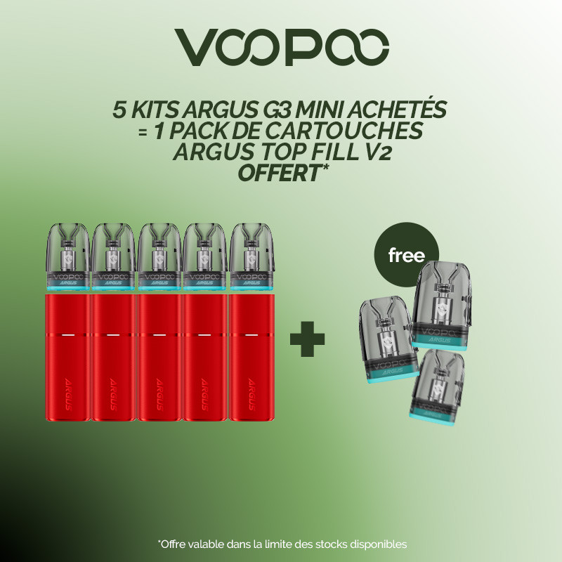 Pack Offre - Kit Pod Argus G3 Mini 1350mAh - Voopoo 5+1 pack de pods