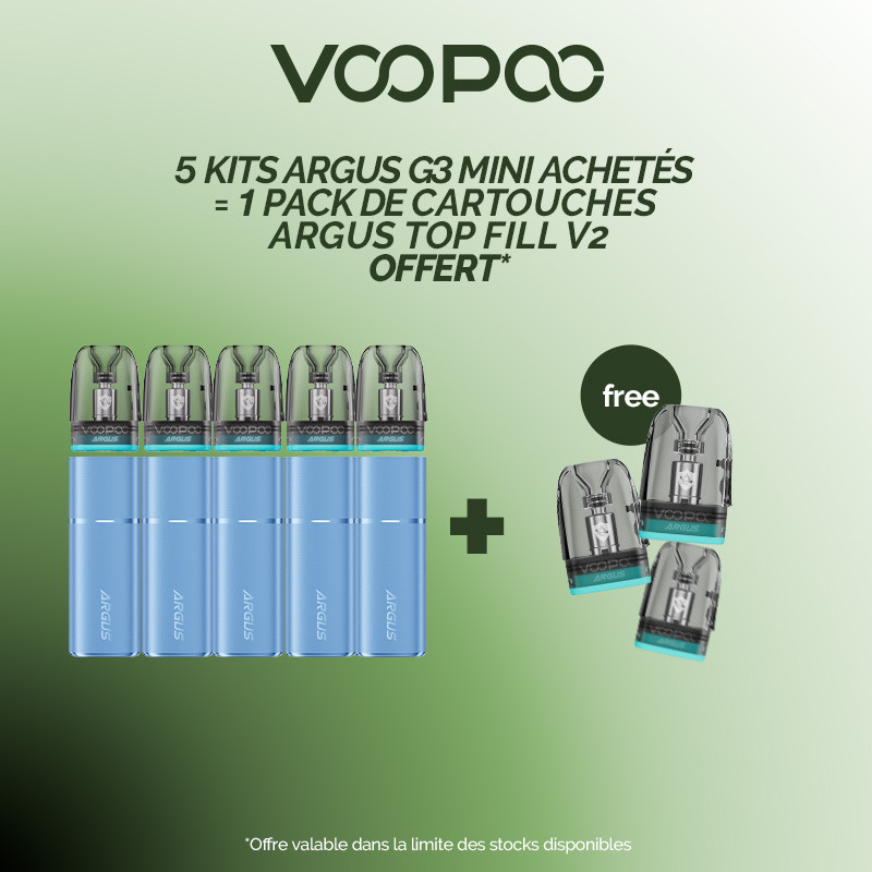 Pack Offre - Kit Pod Argus G3 Mini 1350mAh - Voopoo 5+1 pack de pods