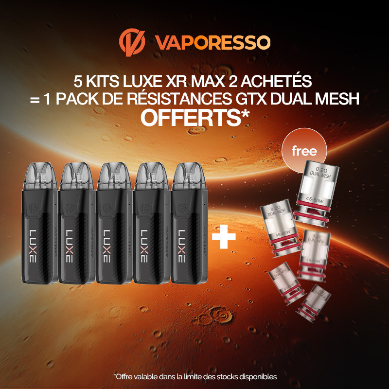 Pack Offre - Kit Pod Luxe XR Max 2 3200mAh - Vaporesso 5+1 Pack GTX Dual Mesh