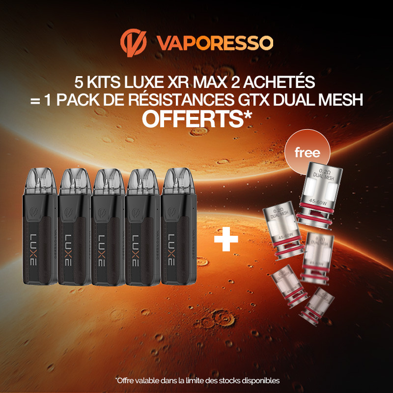 Pack Offre - Kit Pod Luxe XR Max 2 3200mAh - Vaporesso 5+1 Pack GTX Dual Mesh