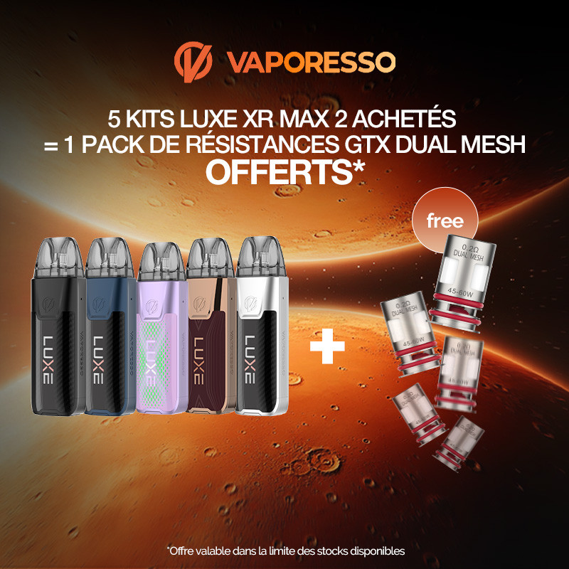 Pack Offre - Kit Pod Luxe XR Max 2 3200mAh - Vaporesso 5+1 Pack GTX Dual Mesh