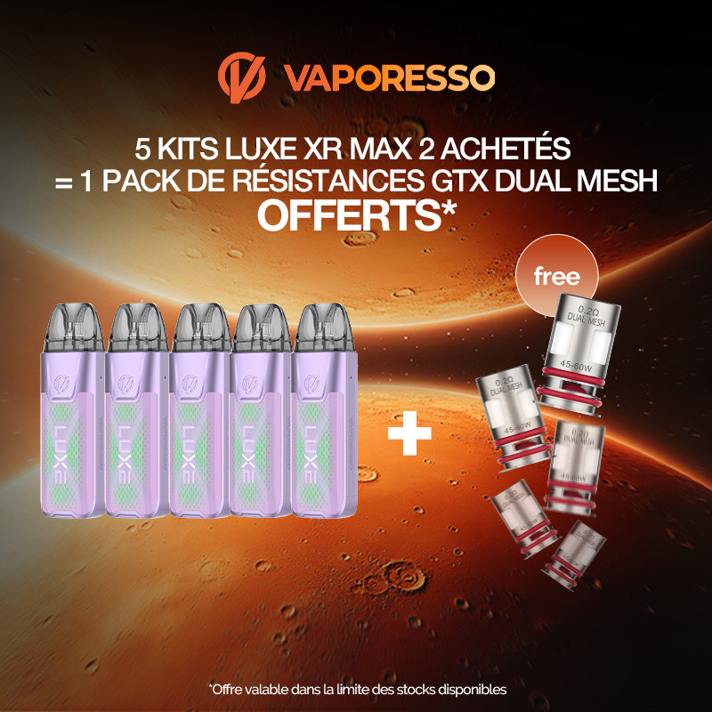 Pack Offre - Kit Pod Luxe XR Max 2 3200mAh - Vaporesso 5+1 Pack GTX Dual Mesh