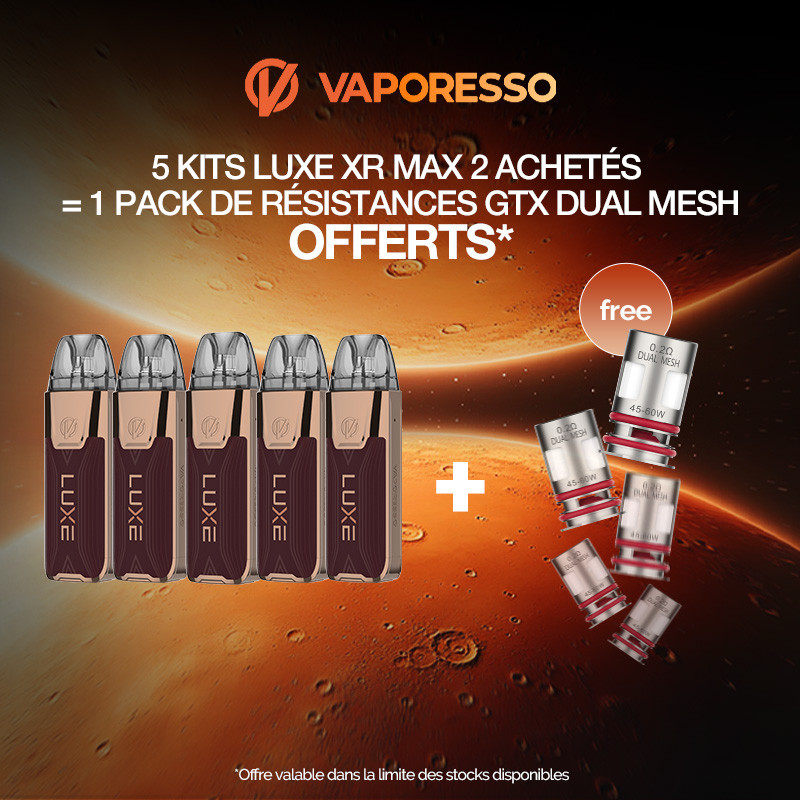Pack Offre - Kit Pod Luxe XR Max 2 3200mAh - Vaporesso 5+1 Pack GTX Dual Mesh