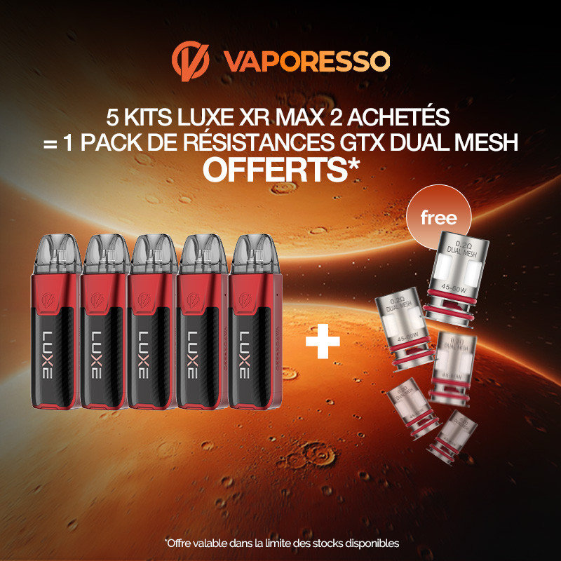 Pack Offre - Kit Pod Luxe XR Max 2 3200mAh - Vaporesso 5+1 Pack GTX Dual Mesh