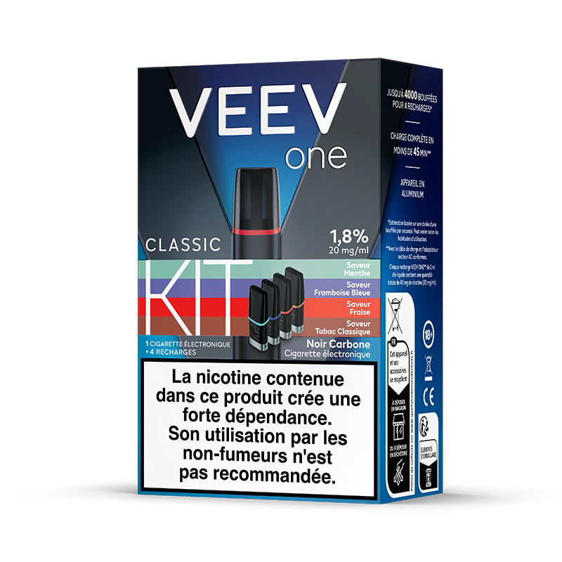 Pack offre - Kit Veev One Saveurs Classiques V2 1.8% (20mg/ml) - Veev 10+4 paquets de pods