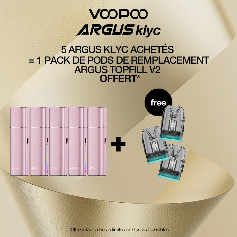 Pack Offre - Kit Pod Argus Klyc 1350mAh - Voopoo 5+1 pack de pods