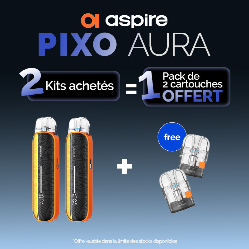 Pack Offre - Kit Pod Pixo Aura 1300mAh - Aspire 2+1 pack de pods