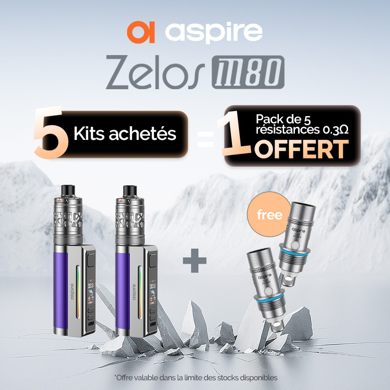 Pack Offre - Kit Zelos M80 2600mAh avec Nautilus 3SR - Aspire 5+1 pack de résistances