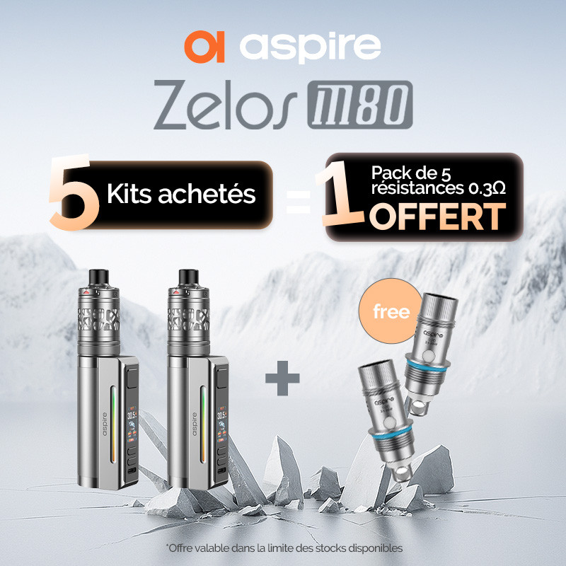 Pack Offre - Kit Zelos M80 2600mAh avec Nautilus 3SR - Aspire 5+1 pack de résistances