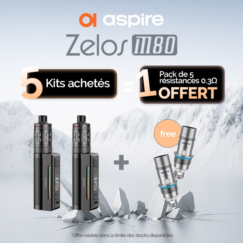 Pack Offre - Kit Zelos M80 2600mAh avec Nautilus 3SR - Aspire 5+1 pack de résistances