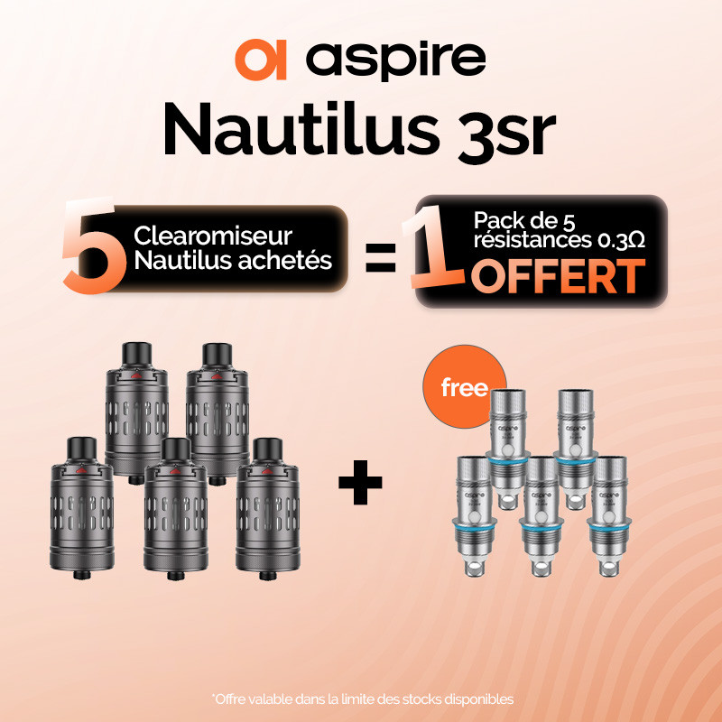 Pack Offre - Clearomiseur Nautilus 3SR 4ml - Aspire 5+1 pack de résistances