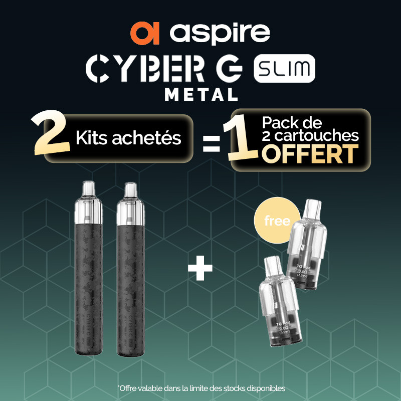 Pack Offre - Kit Pod Cyber G Slim 1200mAh - Aspire (metal version) 2+1 pack de pods