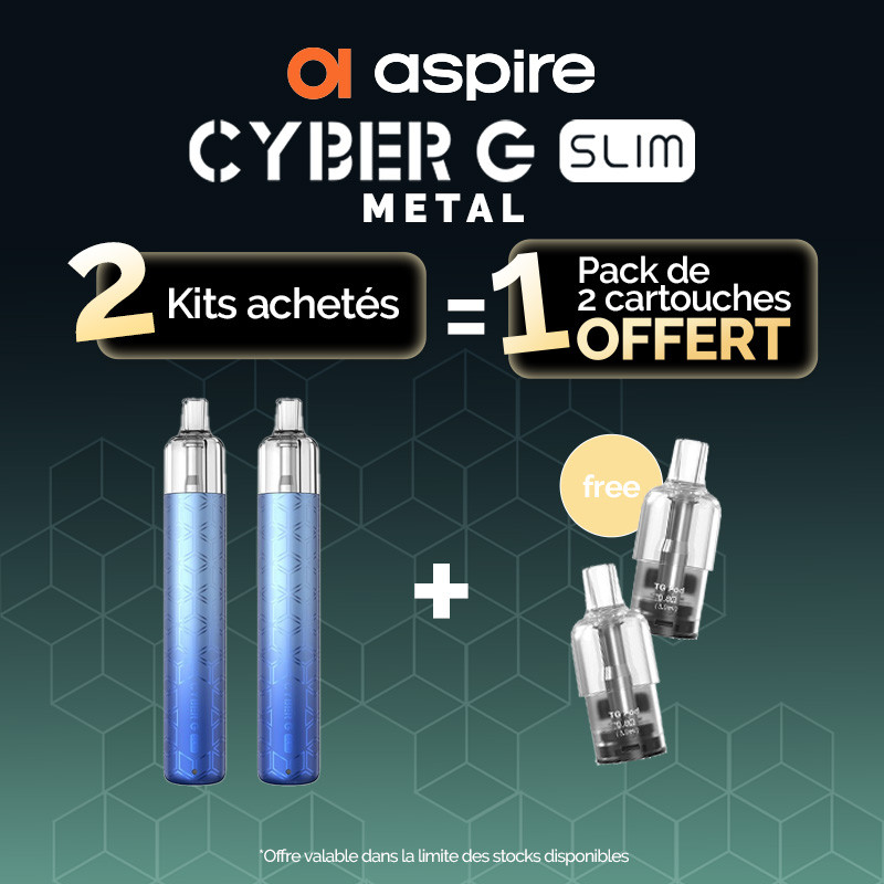 Pack Offre - Kit Pod Cyber G Slim 1200mAh - Aspire (metal version) 2+1 pack de pods