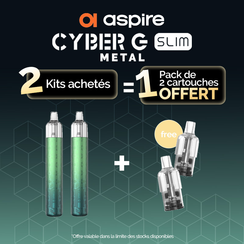 Pack Offre - Kit Pod Cyber G Slim 1200mAh - Aspire (metal version) 2+1 pack de pods