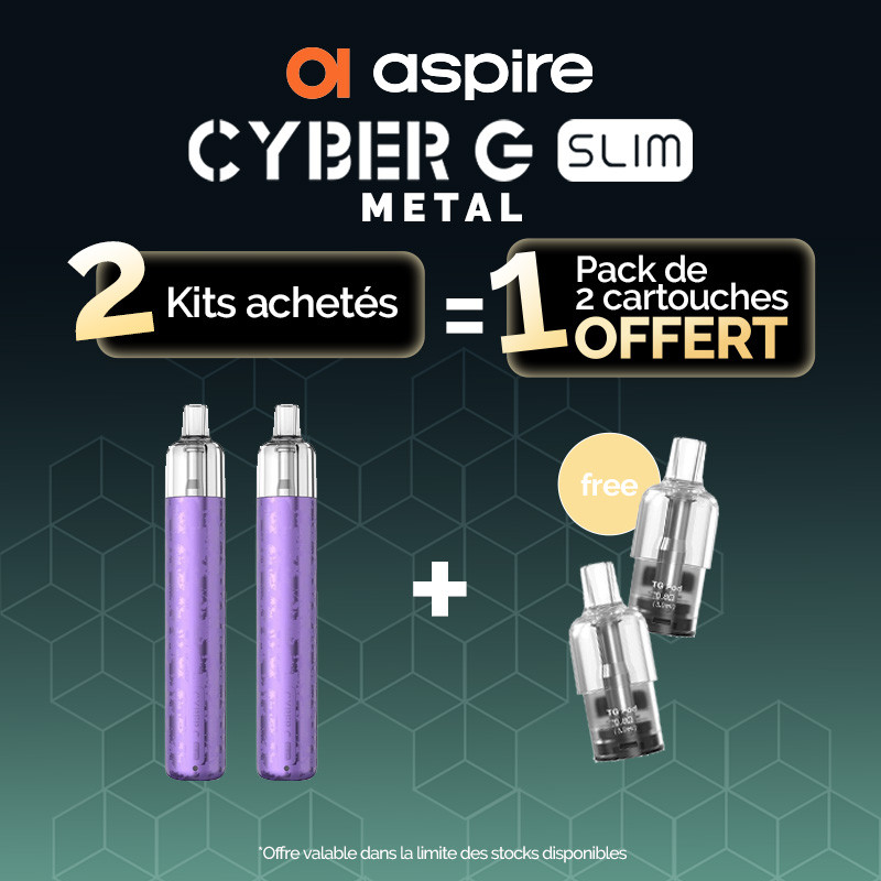Pack Offre - Kit Pod Cyber G Slim 1200mAh - Aspire (metal version) 2+1 pack de pods