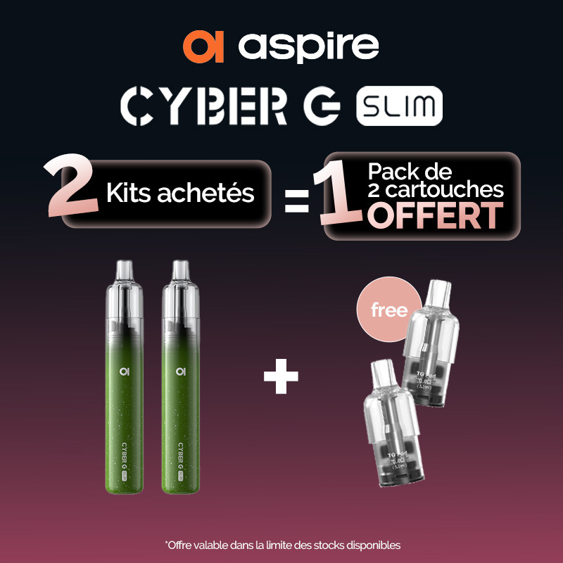 Pack Offre - Kit Pod Cyber G Slim 1200mAh - Aspire 2+1 pack de pods