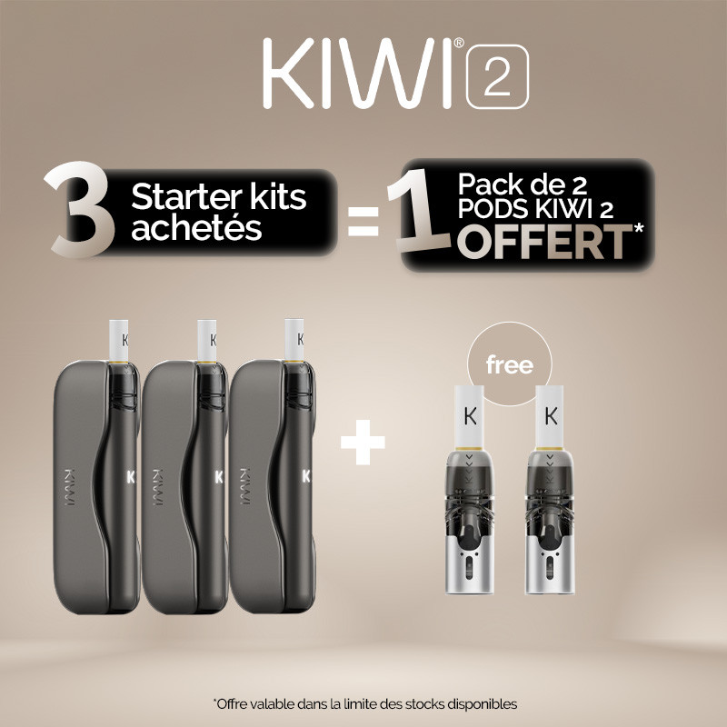 Pack Offre - Starter Kit Kiwi 2 400mAh - Kiwi Vapor 3+1 pack de pods