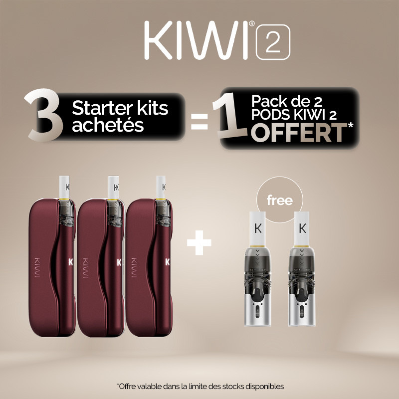 Pack Offre - Starter Kit Kiwi 2 400mAh - Kiwi Vapor 3+1 pack de pods