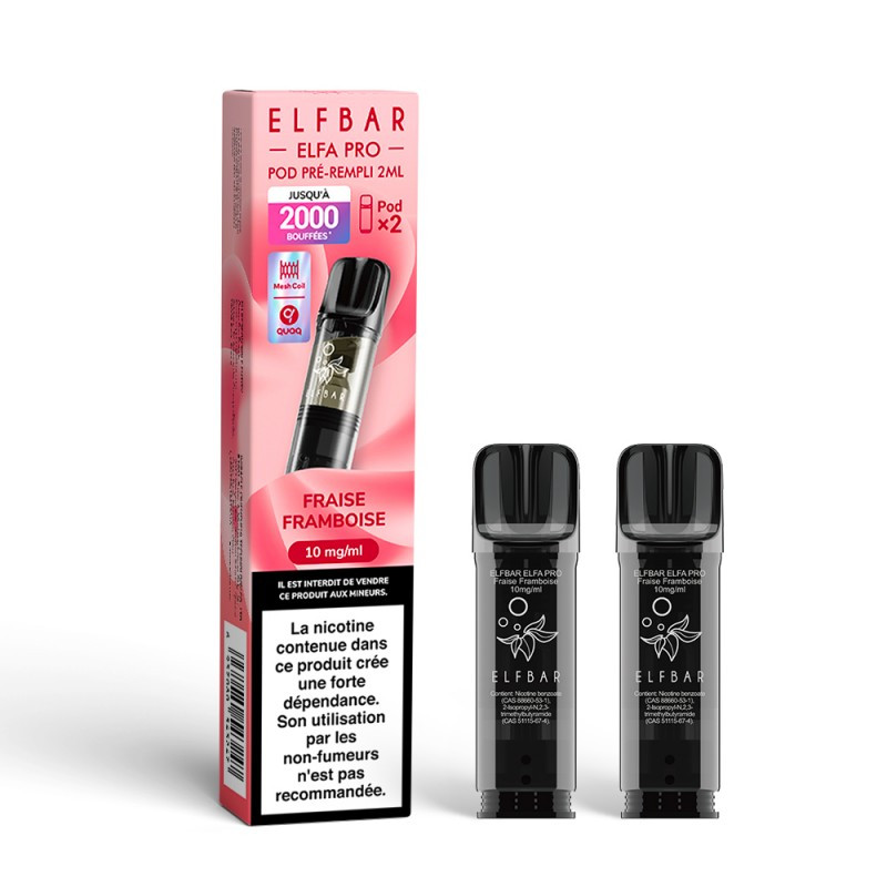 Pod pré-rempli Fraise Framboise 2ml Elfa Pro - ElfBar (pack de 2)