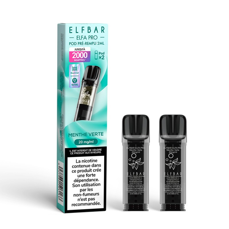 Pod pré-rempli Menthe Verte 2ml Elfa Pro - ElfBar (pack de 2)