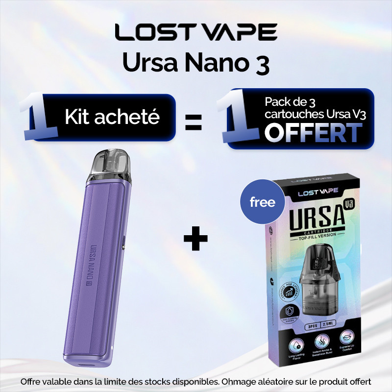 Pack Offre - Kit Pod Ursa Nano 3 1200mAh - Lost Vape 1+1 pack de cartouches