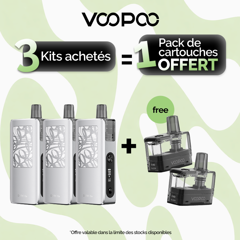 Pack Offre - Kit Pod Doric Go 2600mAh - Voopoo 3+1 pack de cartouches