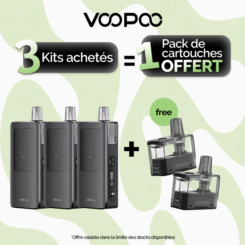 Pack Offre - Kit Pod Doric Go 2600mAh - Voopoo 3+1 pack de cartouches