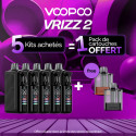 Pack Offre - Kit Pod Vrizz 2 1350mAh - Voopoo 5+1 pack de cartouches