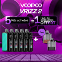 Pack Offre - Kit Pod Vrizz 2 1350mAh - Voopoo 5+1 pack de cartouches
