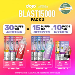 Pack Offre - Puff Dojo Blast 15K - Dojo by Vaporesso 30+15+10 cartouches