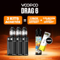 Pack Offre - Kit Drag 6 220w avec Uforce-X II - Voopoo 3+1 pack PnP-X V2 + 1x50ml