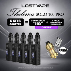 Pack Offre - Kit Thelema Solo 100 Pro avec Centaurus Sub Ohm V2 - Lost Vape 5+1 clearo + 1 pack de résistances