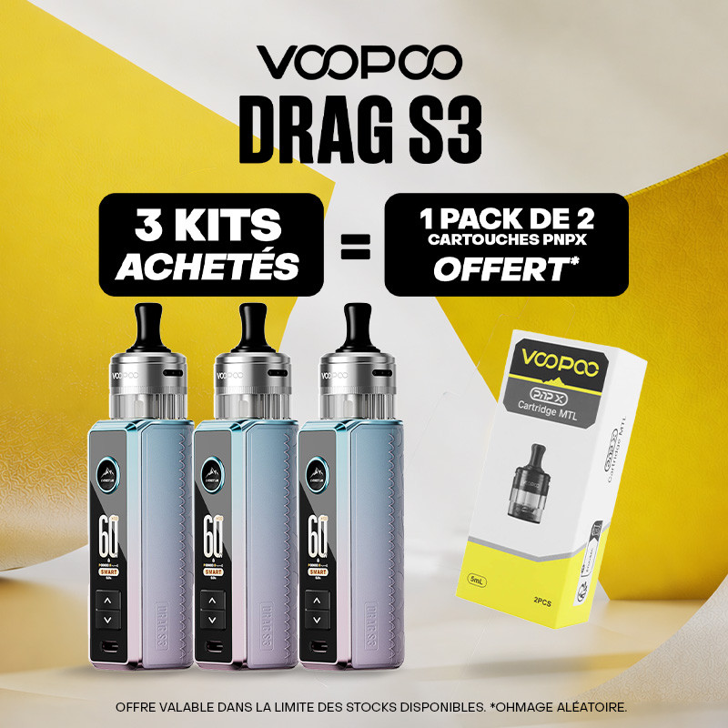 Pack Offre - Kit Pod Drag S3 avec PnP-X MTL - Voopoo 3+1 pack de cartouches PnP-X