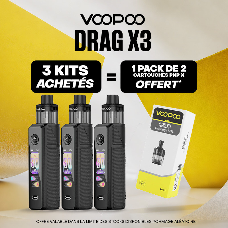 Pack Offre - Kit Pod Drag X3 avec PnP-X DTL - Voopoo 3+1 pack de cartouches PnP-X