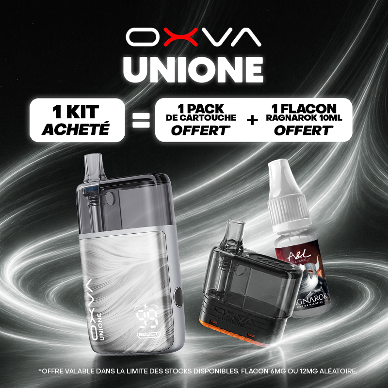 Pack Offre - Kit Pod Unione 1100mAh - OXVA 1+1 cartouche +1 Ragnarok 10ml