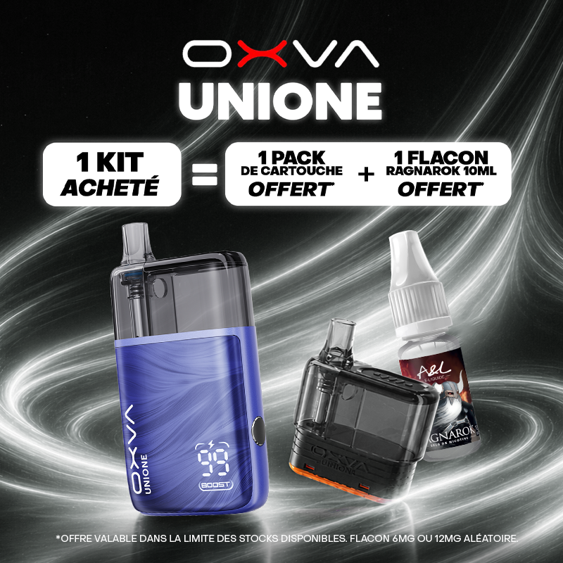 Pack Offre - Kit Pod Unione 1100mAh - OXVA 1+1 cartouche +1 Ragnarok 10ml