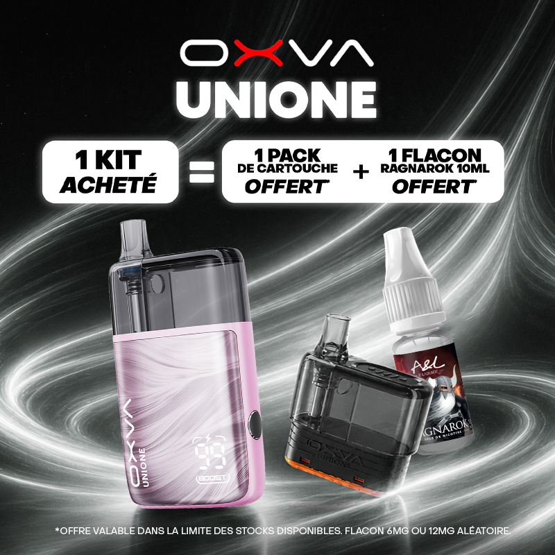 Pack Offre - Kit Pod Unione 1100mAh - OXVA 1+1 cartouche +1 Ragnarok 10ml