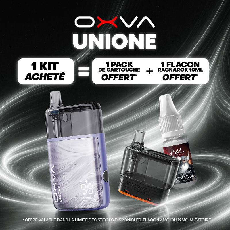 Pack Offre - Kit Pod Unione 1100mAh - OXVA 1+1 cartouche +1 Ragnarok 10ml