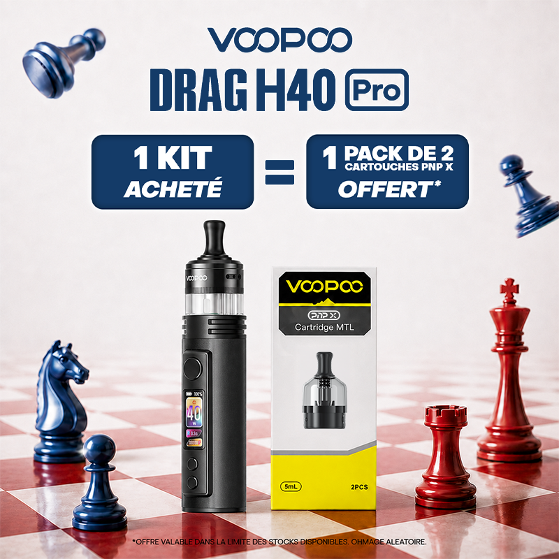 Pack Offre - Kit Pod Drag H40 Pro 2450mAh - Voopoo 1+1 pack de cartouches