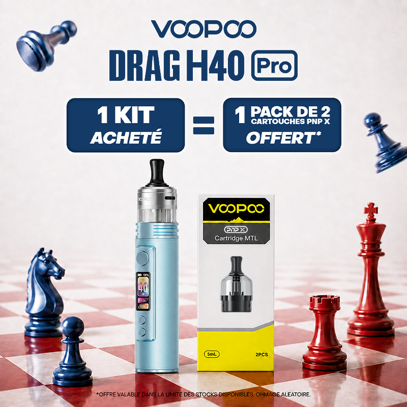 Pack Offre - Kit Pod Drag H40 Pro 2450mAh - Voopoo 1+1 pack de cartouches