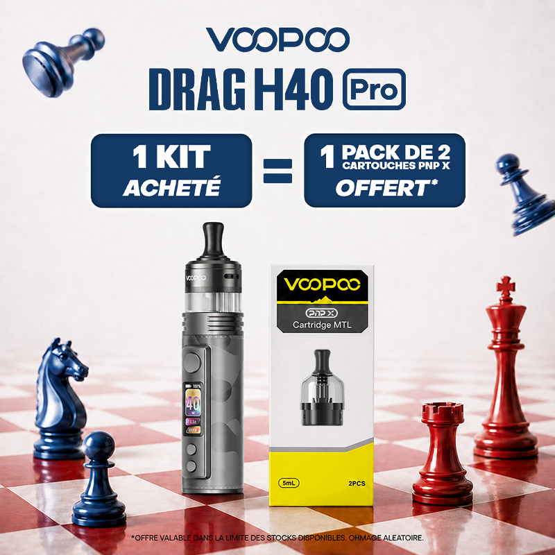 Pack Offre - Kit Pod Drag H40 Pro 2450mAh - Voopoo 1+1 pack de cartouches