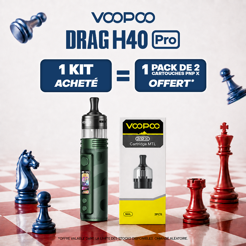 Pack Offre - Kit Pod Drag H40 Pro 2450mAh - Voopoo 1+1 pack de cartouches