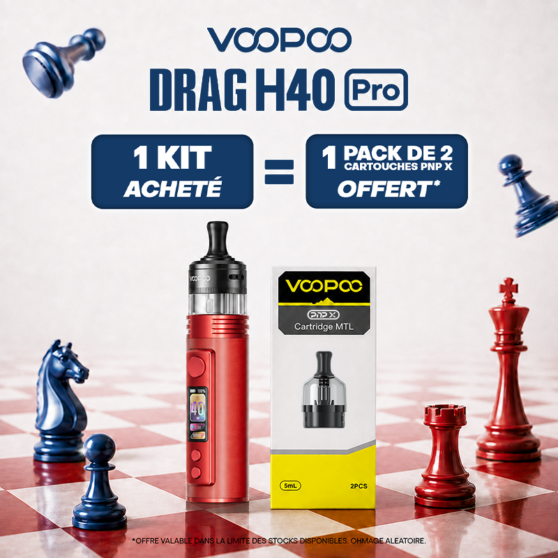 Pack Offre - Kit Pod Drag H40 Pro 2450mAh - Voopoo 1+1 pack de cartouches