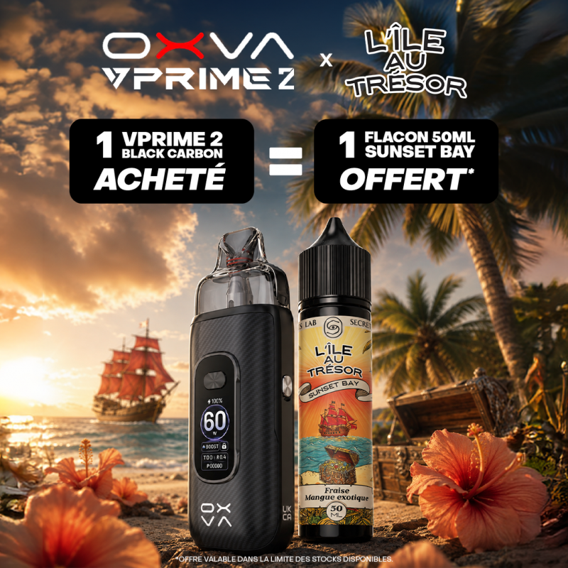 Pack Offre - Kit Pod VPrime 2 3400mAh - OXVA 1+1 L'Ile au Trésor 50ml
