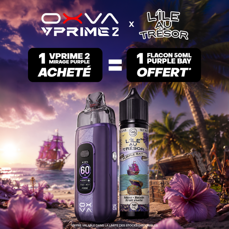 Pack Offre - Kit Pod VPrime 2 3400mAh - OXVA 1+1 L'Ile au Trésor 50ml